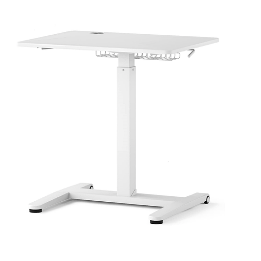 Mountliving Manual Height Adjustable Mobile Standing Desk Height Adjustable Laptop Sit Stand Desk, Adjustable Standing Laptop Mobile Table White